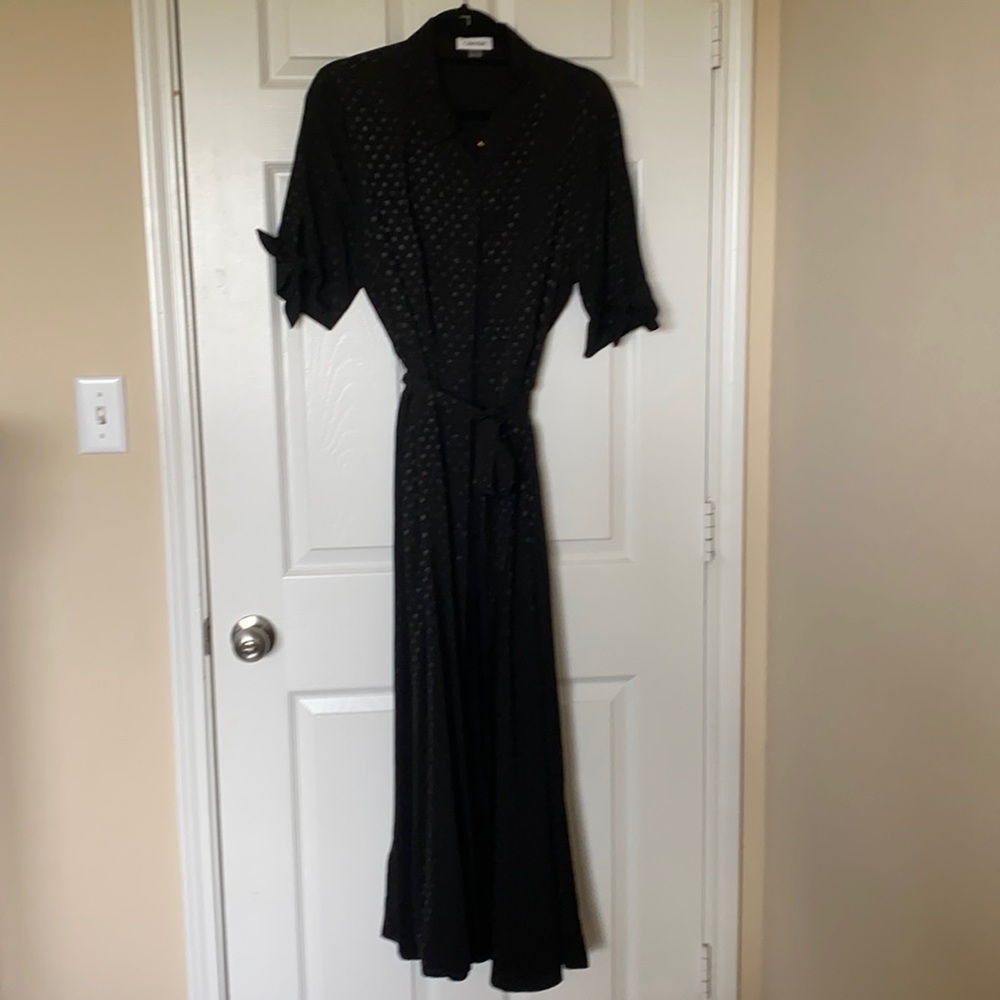 Calvin Klein - Black Satiny Polka Dot Dress